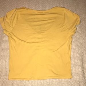 Bozzolo Tops - Mustard V-neck Crop Top Bozzolo Tops - Mustard V-neck Crop Top